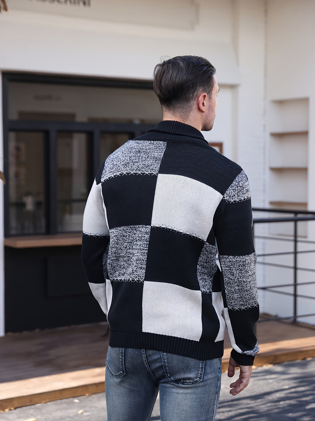 Color-Blocked Button-Up Cardigan – Casual Wear, Layering