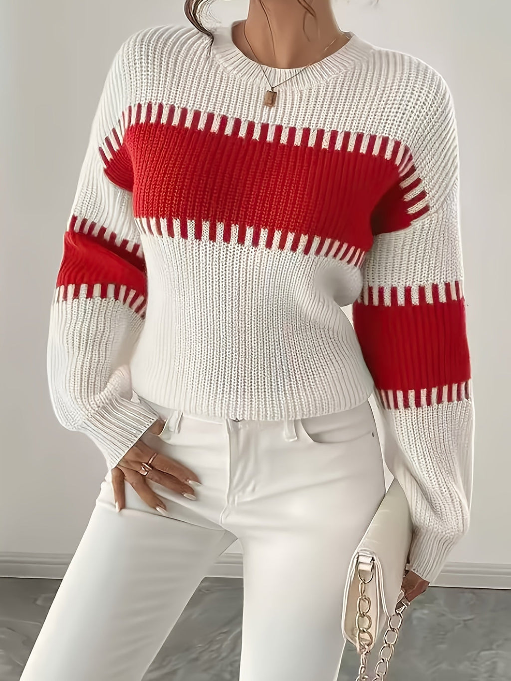 Colour-Block Striped Sweater – Casual Wear, Everyday Style