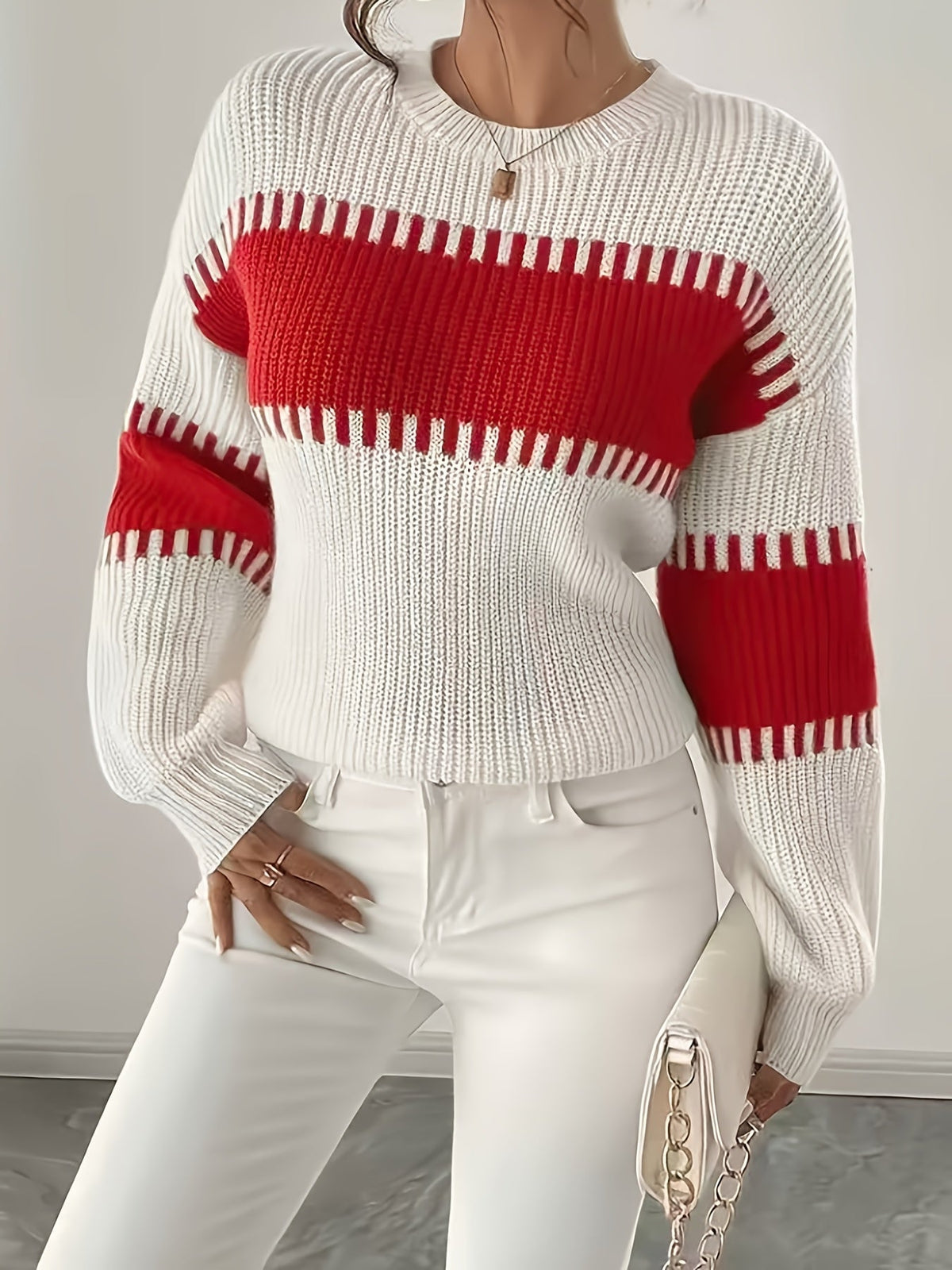Colour-Block Striped Sweater – Casual Wear, Everyday Style