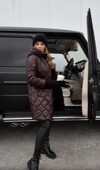 Elegant Quilted Puffer Jacket with Hood – Casual Wear, Winter Fashion