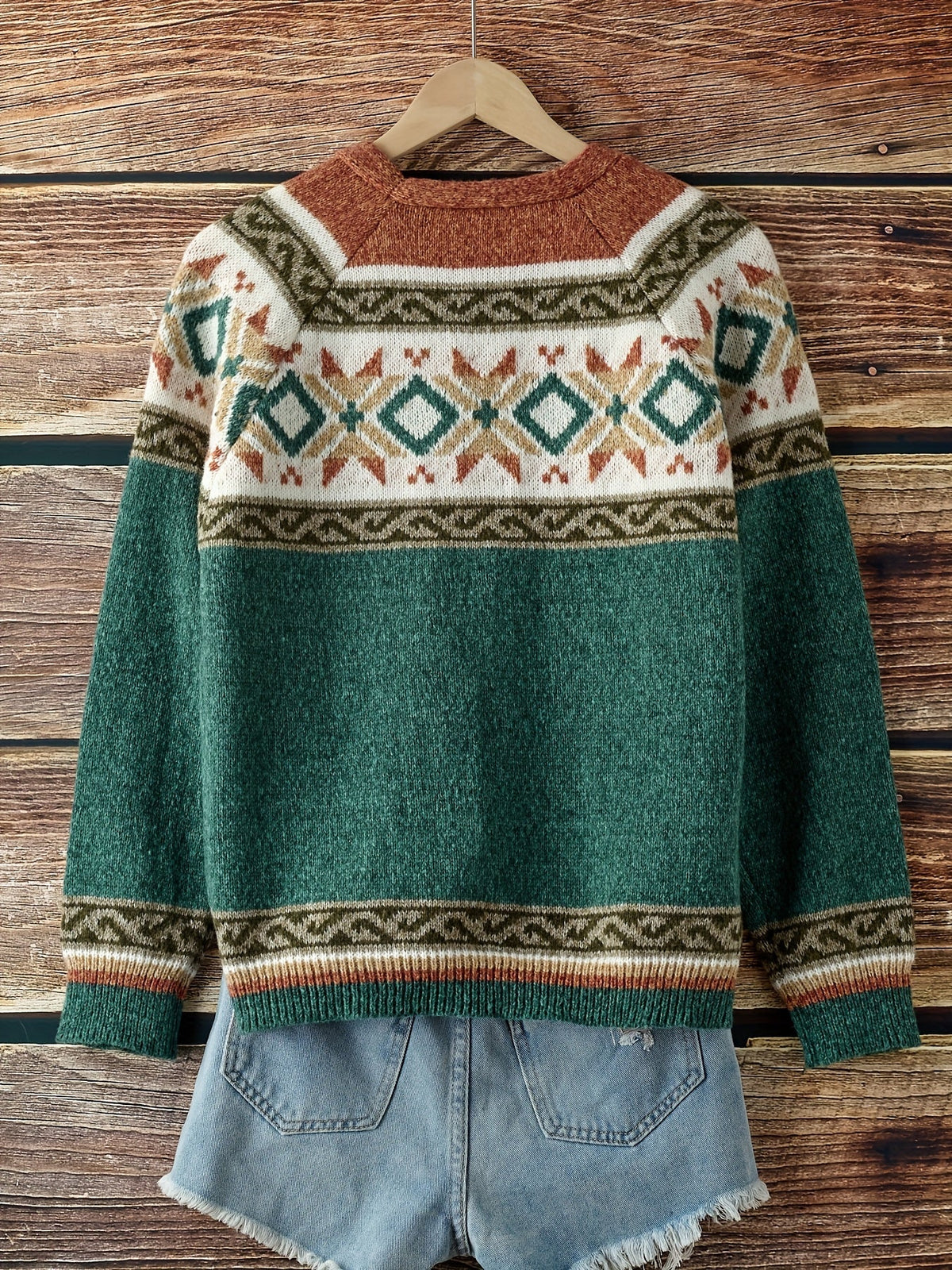 Patterned Button-Front Cardigan – Casual Wear, Layering