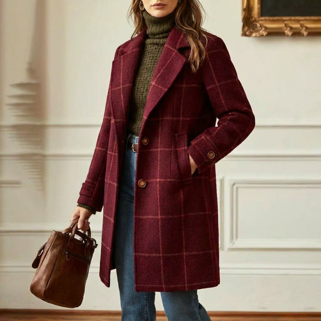 Wool Check Coat – Casual Wear, Office Style