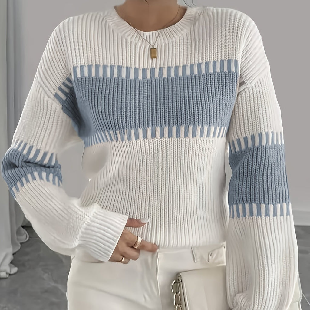 Colour-Block Striped Sweater – Casual Wear, Everyday Style