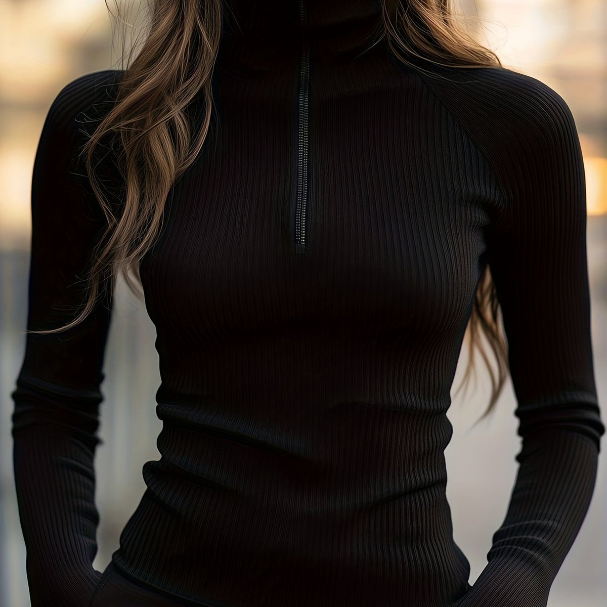 Half-Zip High-Neck Top – Casual Wear, Everyday Style