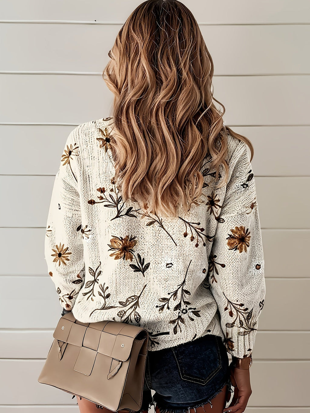 Floral V-Neck Sweater – Casual Wear, Everyday Style