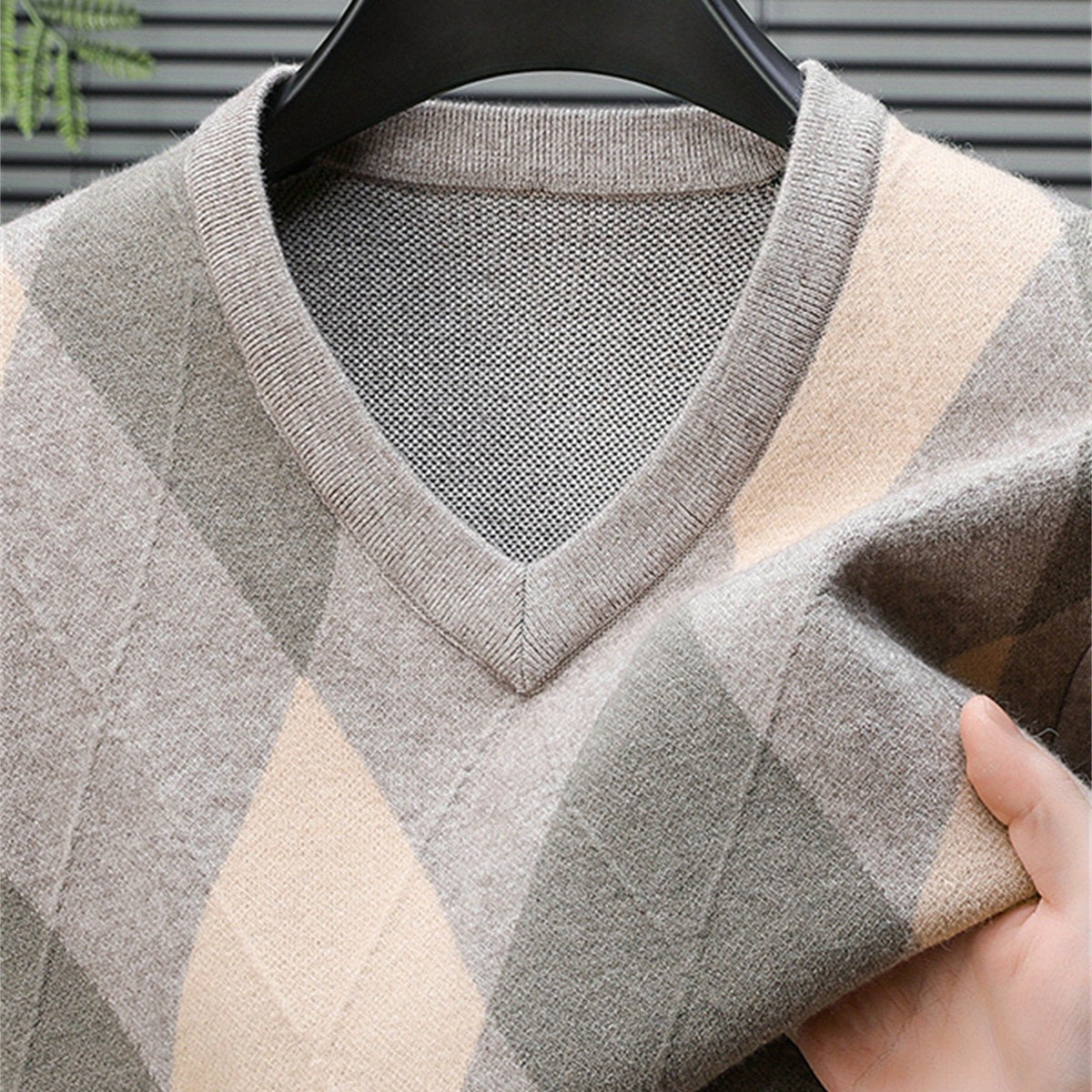 Argyle V-Neck Sweater | Classic Style – Casual Wear, Office Attire