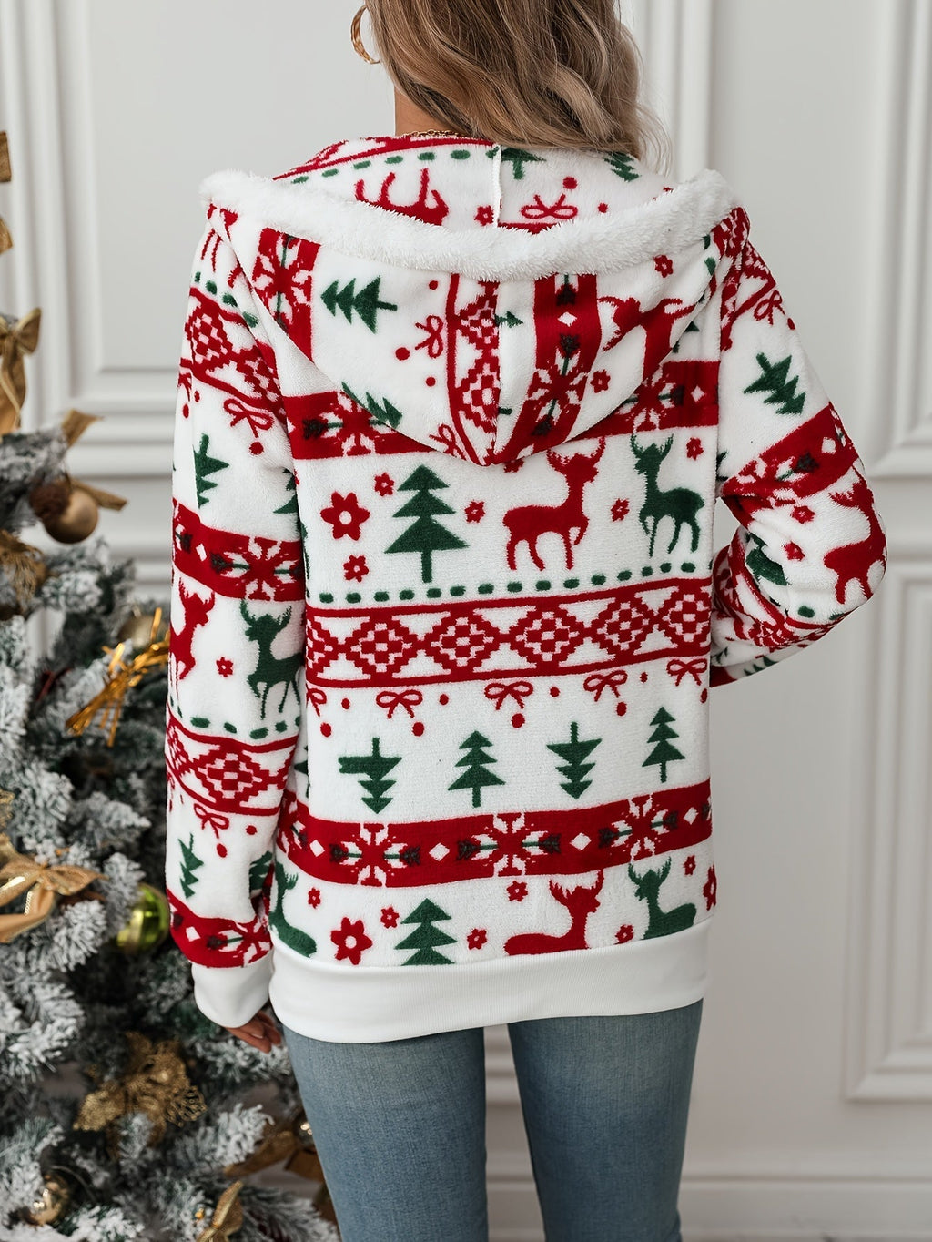 Hooded Zip Cardigan | Cozy Christmas Style – Holiday, Casual Wear