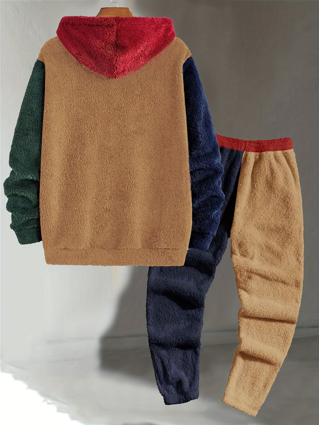 Cozy Color-Block Two-Piece Set – Casual Wear, Comfortable Style