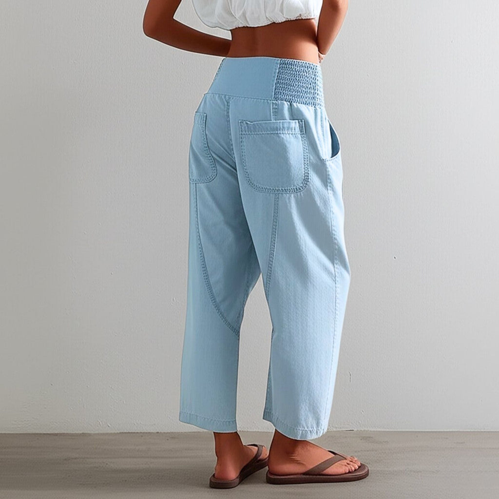 Wide Leg Pants for Women - Comfortable Cotton Blend - Casual Weekend Wear