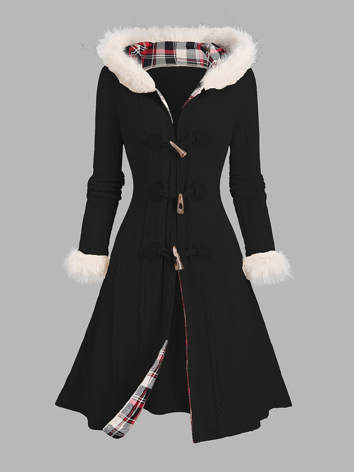 Fur-Trimmed Hooded Longline Coat – Casual Wear, Winter Fashion