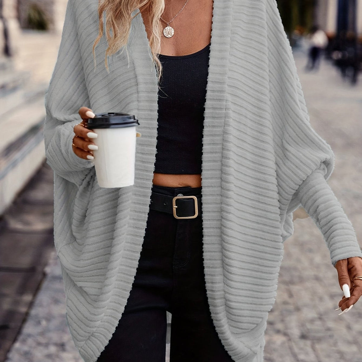 Relaxed Open-Front Cardigan – Casual Wear, Layering
