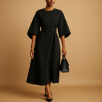 A-line Midi Dress for Women | Comfortable Fabric, Elegant Design | Casual Everyday Wear with Belt