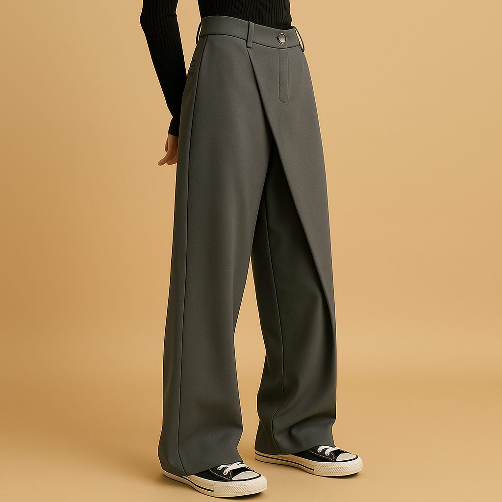 Asymmetric Baggy Pants for Women | Cotton Blend Fabric | Casual Streetwear | Versatile Everyday Fashion