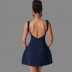 Boat Neck Mini Dress in Soft Cotton A-Line Design for Casual Summer Outings and Events