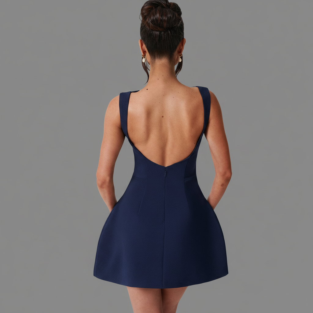 Boat Neck Mini Dress in Soft Cotton A-Line Design for Casual Summer Outings and Events