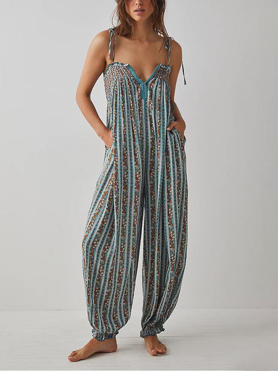 Boho Jumpsuit for Women - Lightweight Fabric, Casual Style, Perfect for Summer