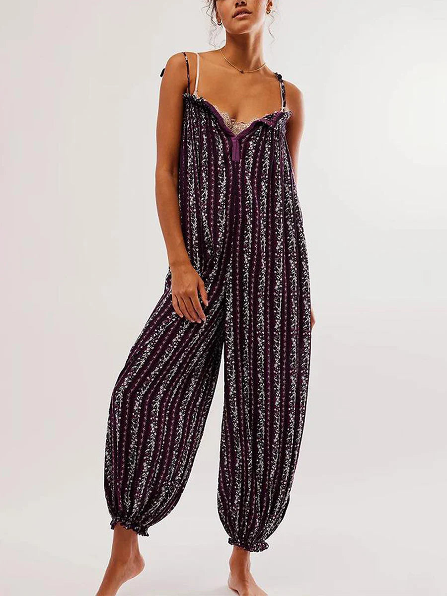 Boho Jumpsuit for Women - Lightweight Fabric, Casual Style, Perfect for Summer