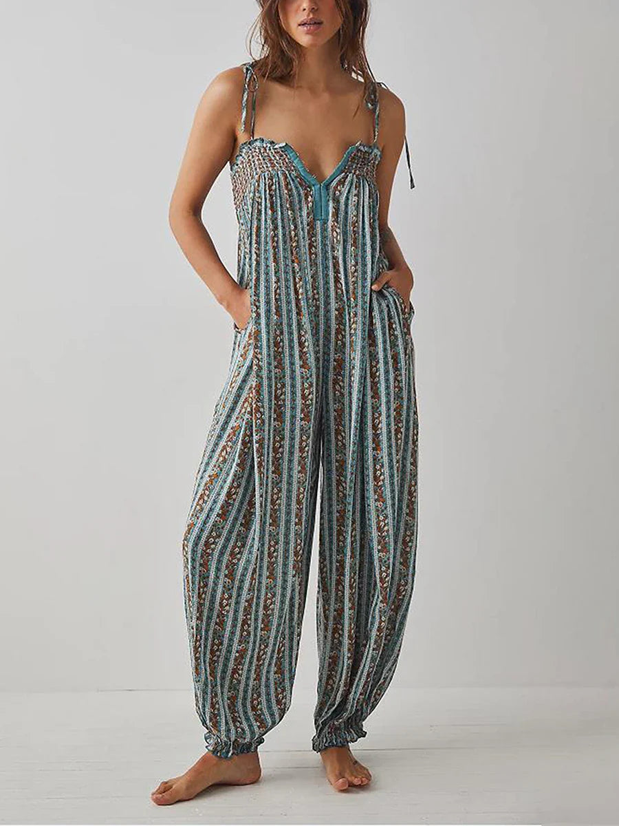 Boho Jumpsuit for Women - Lightweight Fabric, Casual Style, Perfect for Summer