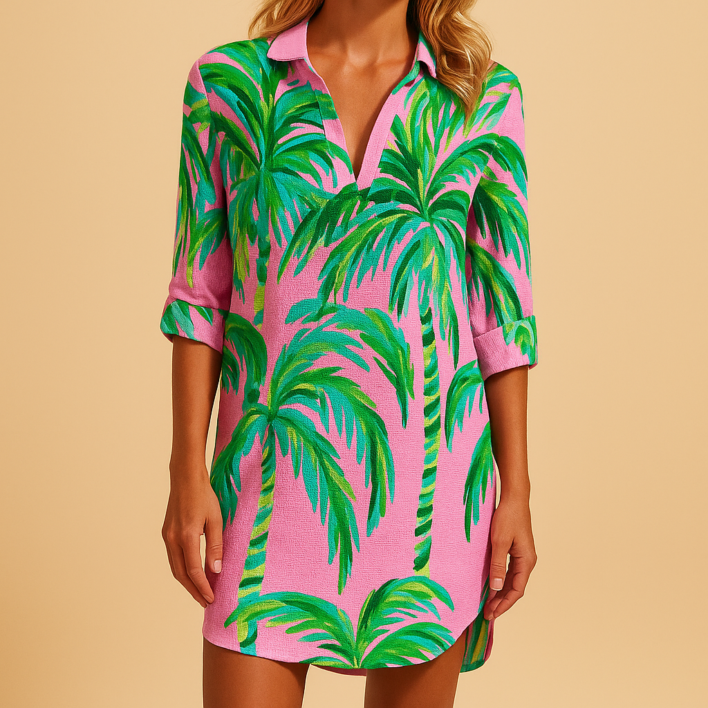 Boho V-Neck Cotton Summer Dress for Women | Lightweight Casual Wear for Beach and Outdoor Events
