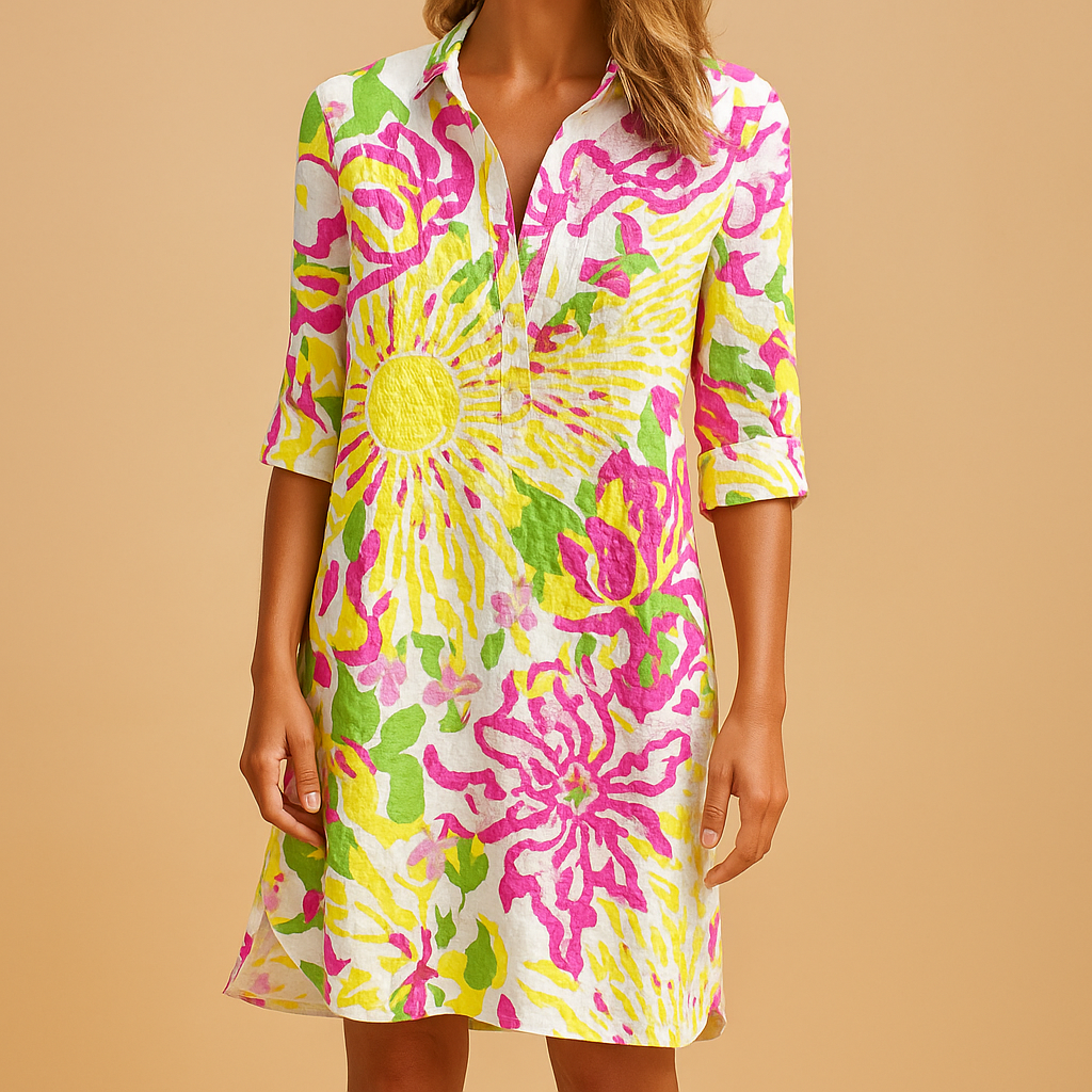 Boho V-Neck Cotton Summer Dress for Women | Lightweight Casual Wear for Beach and Outdoor Events