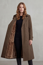Women's Double-Breasted Winter Coat with Faux Fur Lining – Casual, Warm