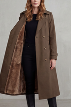Women's Double-Breasted Winter Coat with Faux Fur Lining – Casual, Warm
