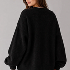 Women’s Oversized Knit Jumper – Crew Neck, Balloon Sleeves – Casual, Everyday Wear