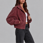 Women's Oversized Suede Bomber Jacket | Vintage Zip Up – Casual, Everyday Wear