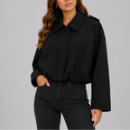 Women's Oversized Suede Bomber Jacket – Casual Wear, Stylish Layering
