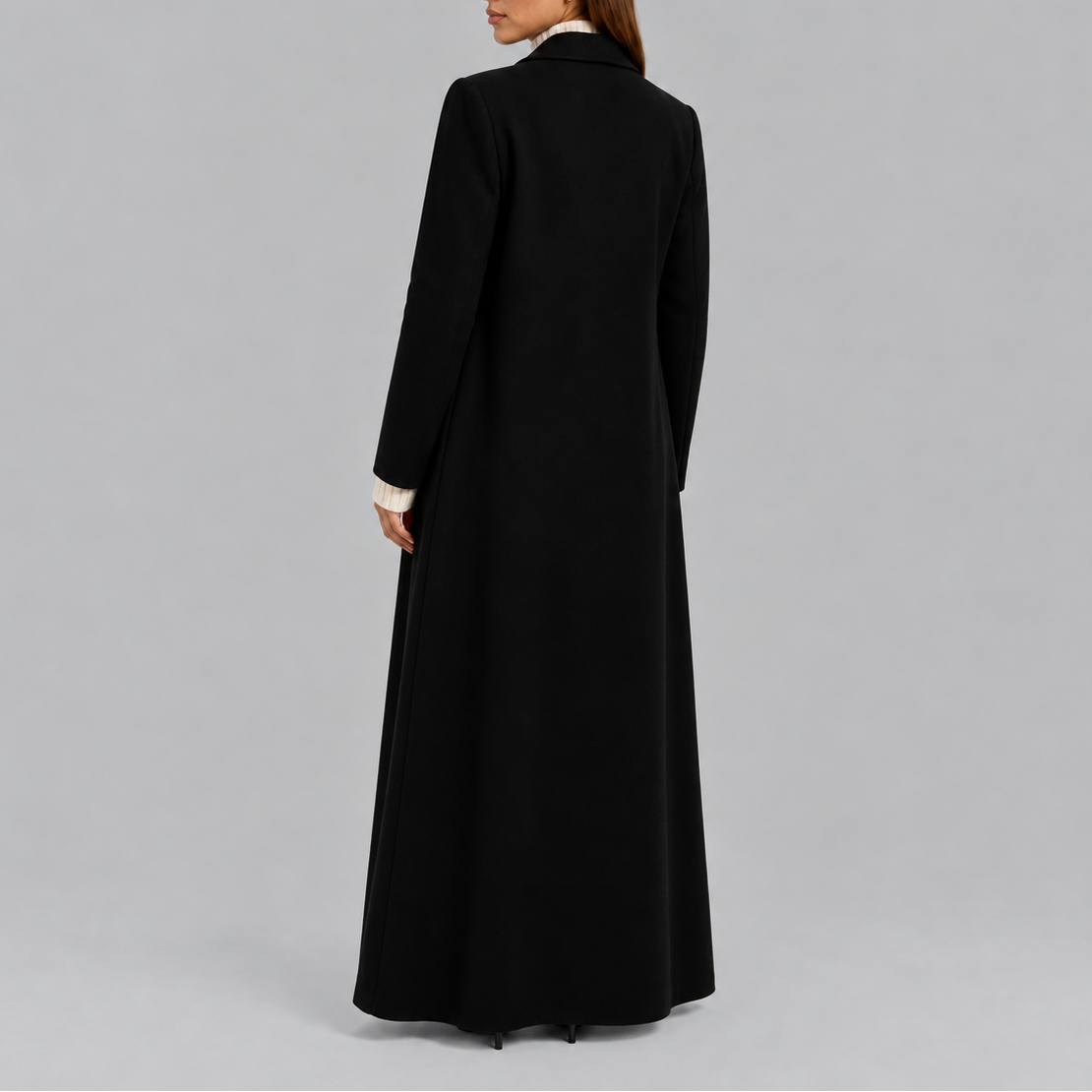 Women's Longline Double-Breasted Coat Warm Winter – Casual, Office