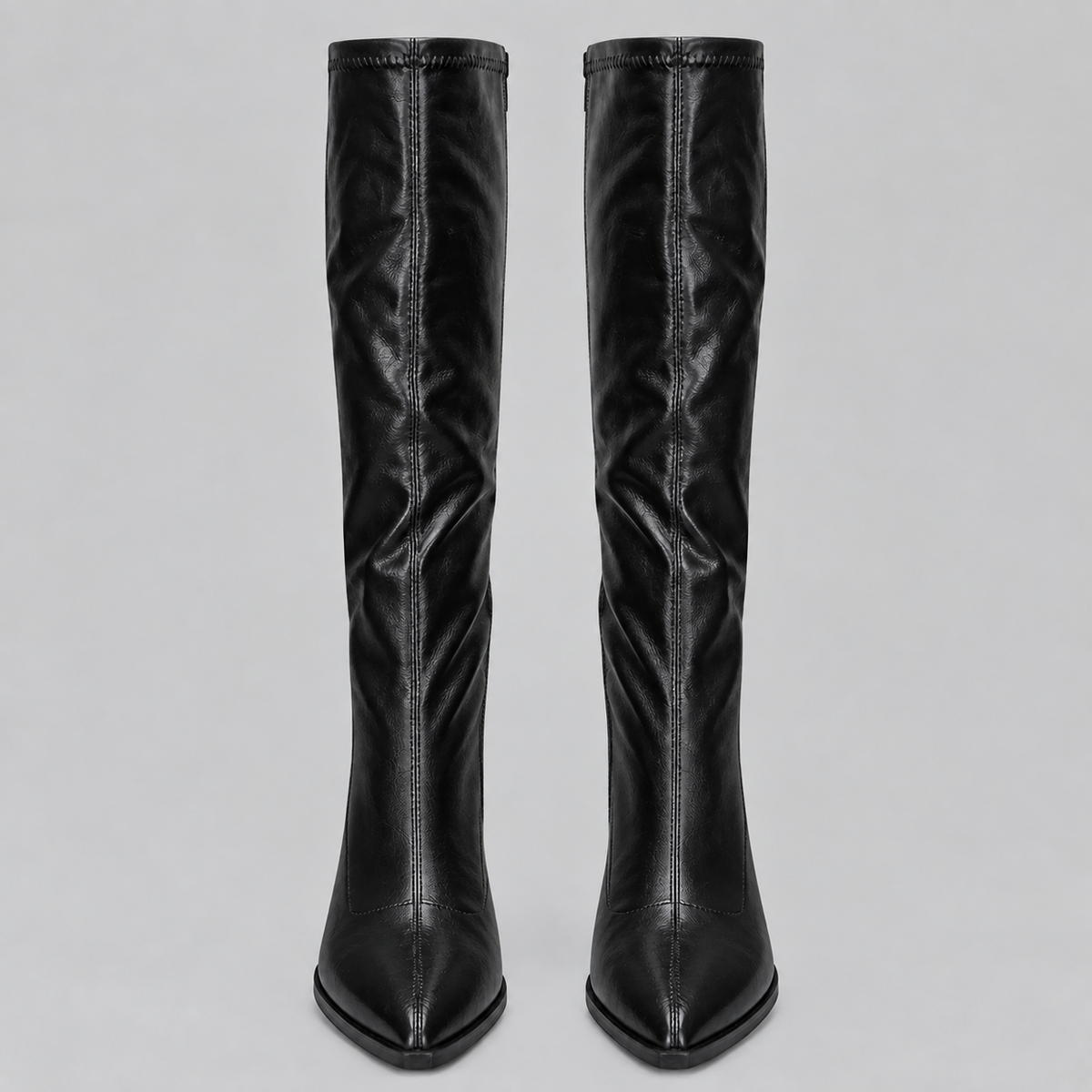 Women’s Knee-High Pointed Toe Boots with Chunky Block Heel – Casual, Office