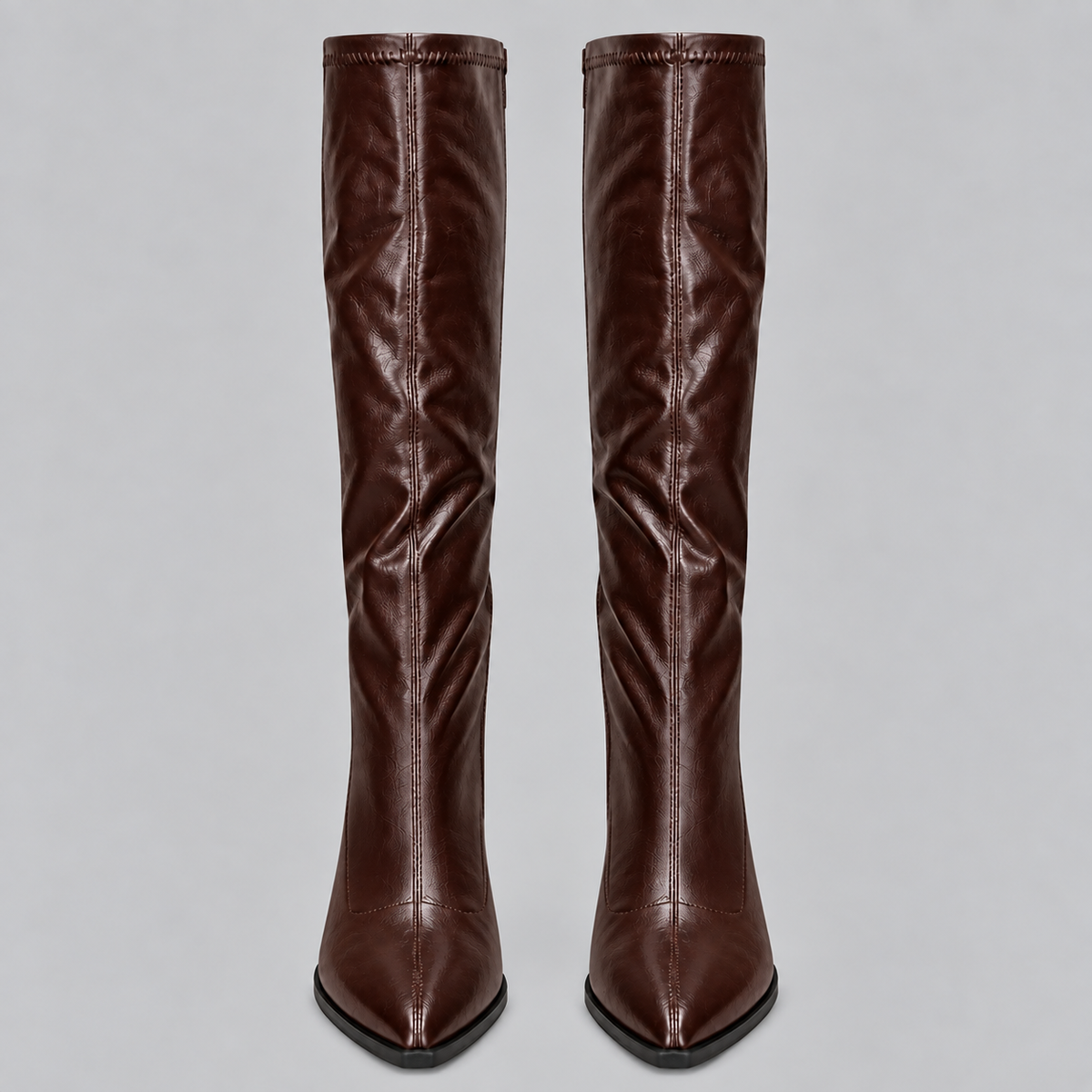 Women’s Knee-High Pointed Toe Boots with Chunky Block Heel – Casual, Office