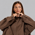 Cropped Bomber Jacket Women's High Neck Oversized Fit – Casual, Everyday Wear