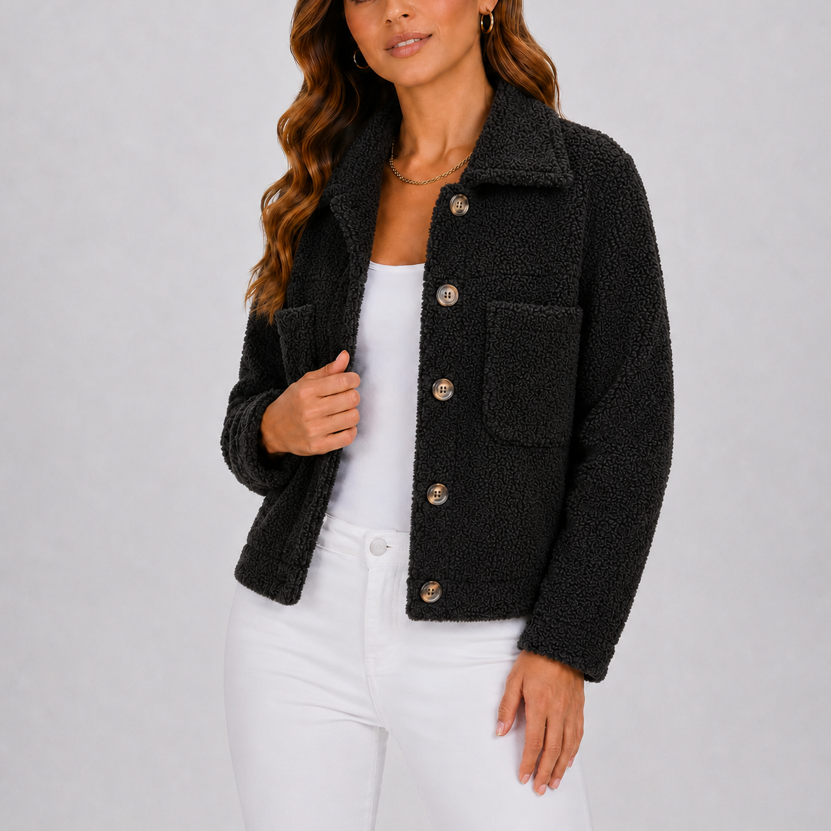 Women’s Casual Knit Blazer Jacket with Pockets – Office, Everyday Wear