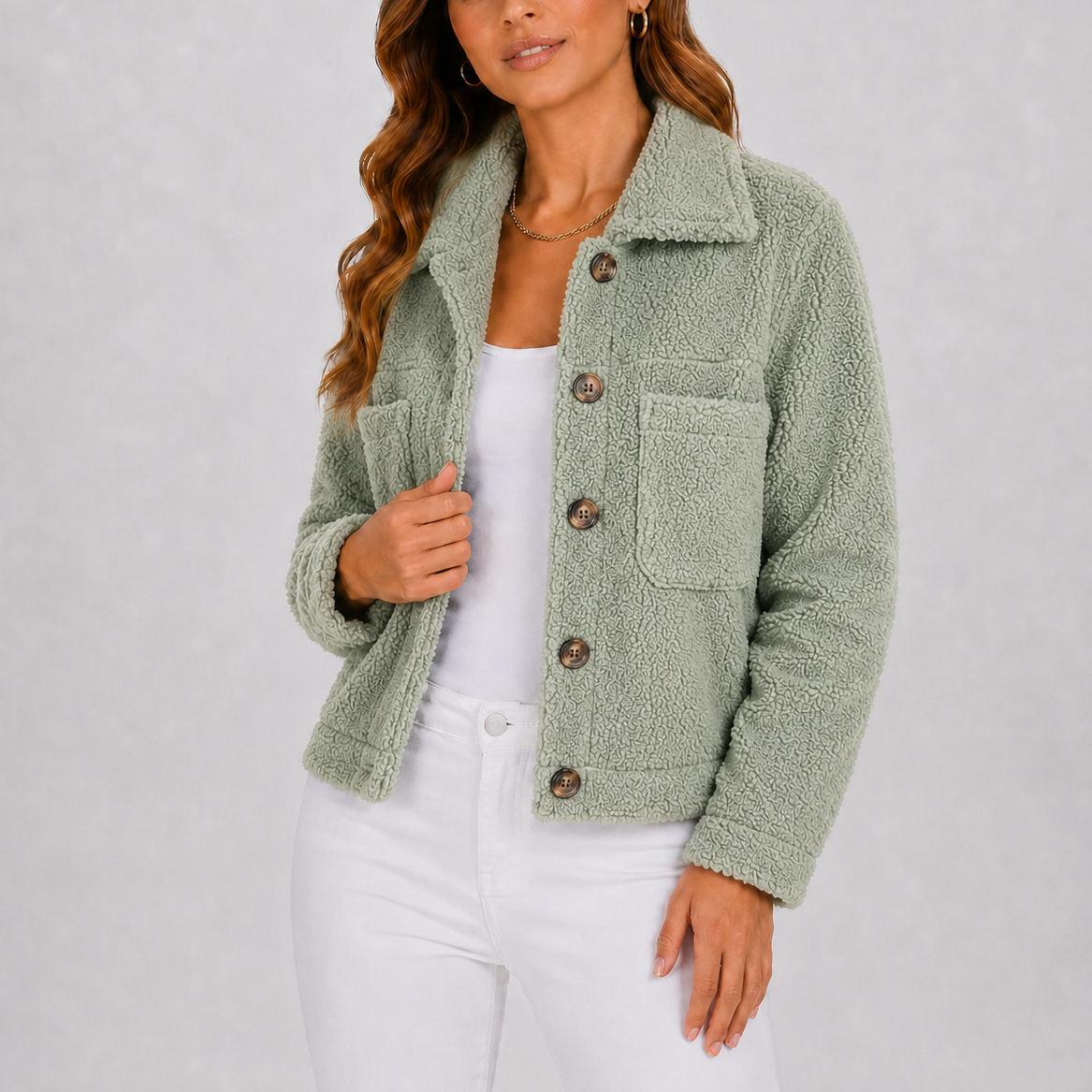 Women’s Casual Knit Blazer Jacket with Pockets – Office, Everyday Wear
