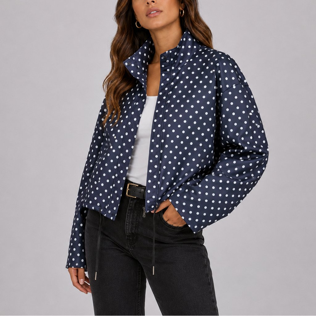 Women's Casual Polka Dot Bomber Jacket – Stylish Layering, Everyday Wear