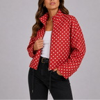 Women's Casual Polka Dot Bomber Jacket – Stylish Layering, Everyday Wear