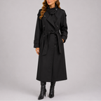 Women's Tailored Trench Coat with Waist Belt – Office, Casual