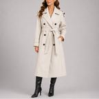 Women's Tailored Trench Coat with Waist Belt – Office, Casual