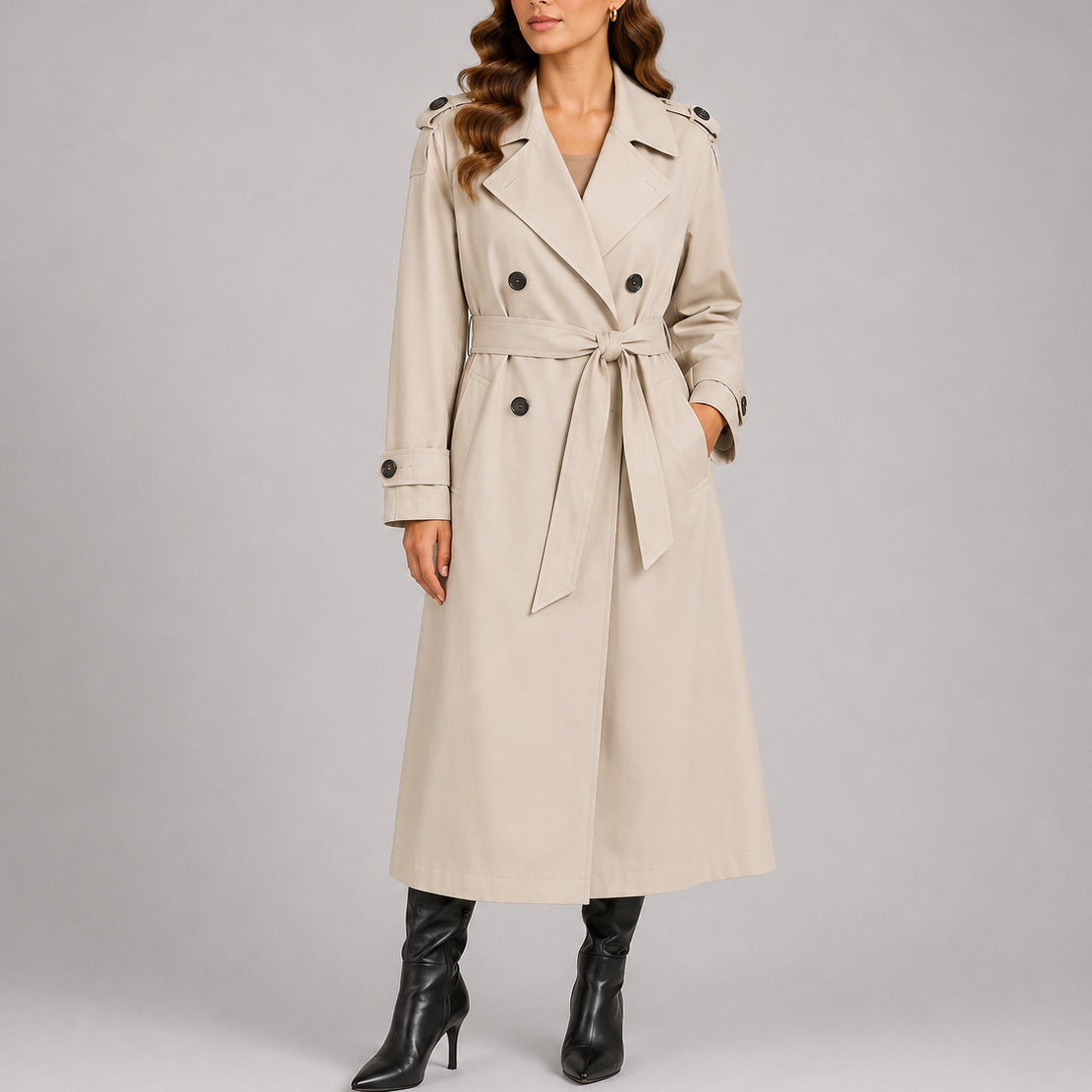 Women's Long Trench Coat – Casual, Office