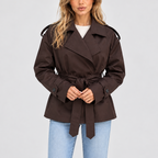 Damen Kurzer Doppelreihiger Trenchcoat mit Gürtel – Büro, Freizeit