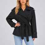 Damen Kurzer Doppelreihiger Trenchcoat mit Gürtel – Büro, Freizeit