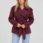 Damen Kurzer Doppelreihiger Trenchcoat mit Gürtel – Büro, Freizeit