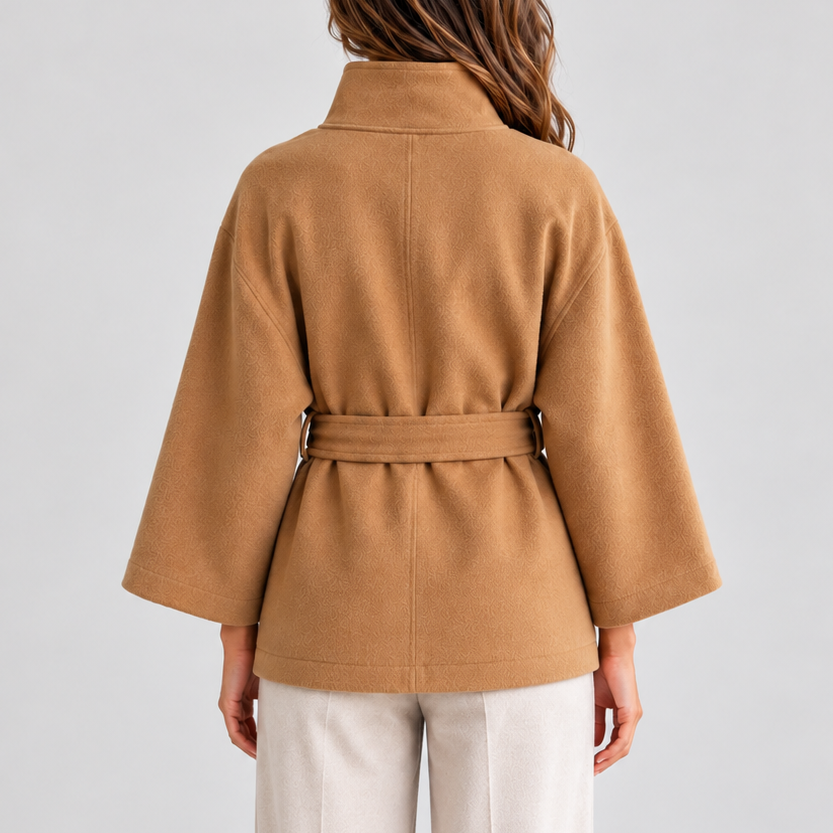Women’s Cape Jacket with Stand Collar – Casual, Office