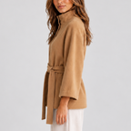 Women’s Cape Jacket with Stand Collar – Casual, Office