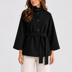 Women’s Cape Jacket with Stand Collar – Casual, Office