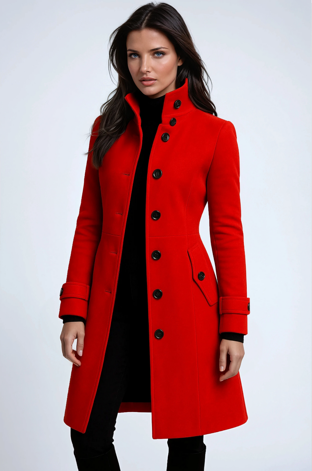 High-Collared Trench Coat – Casual, Office