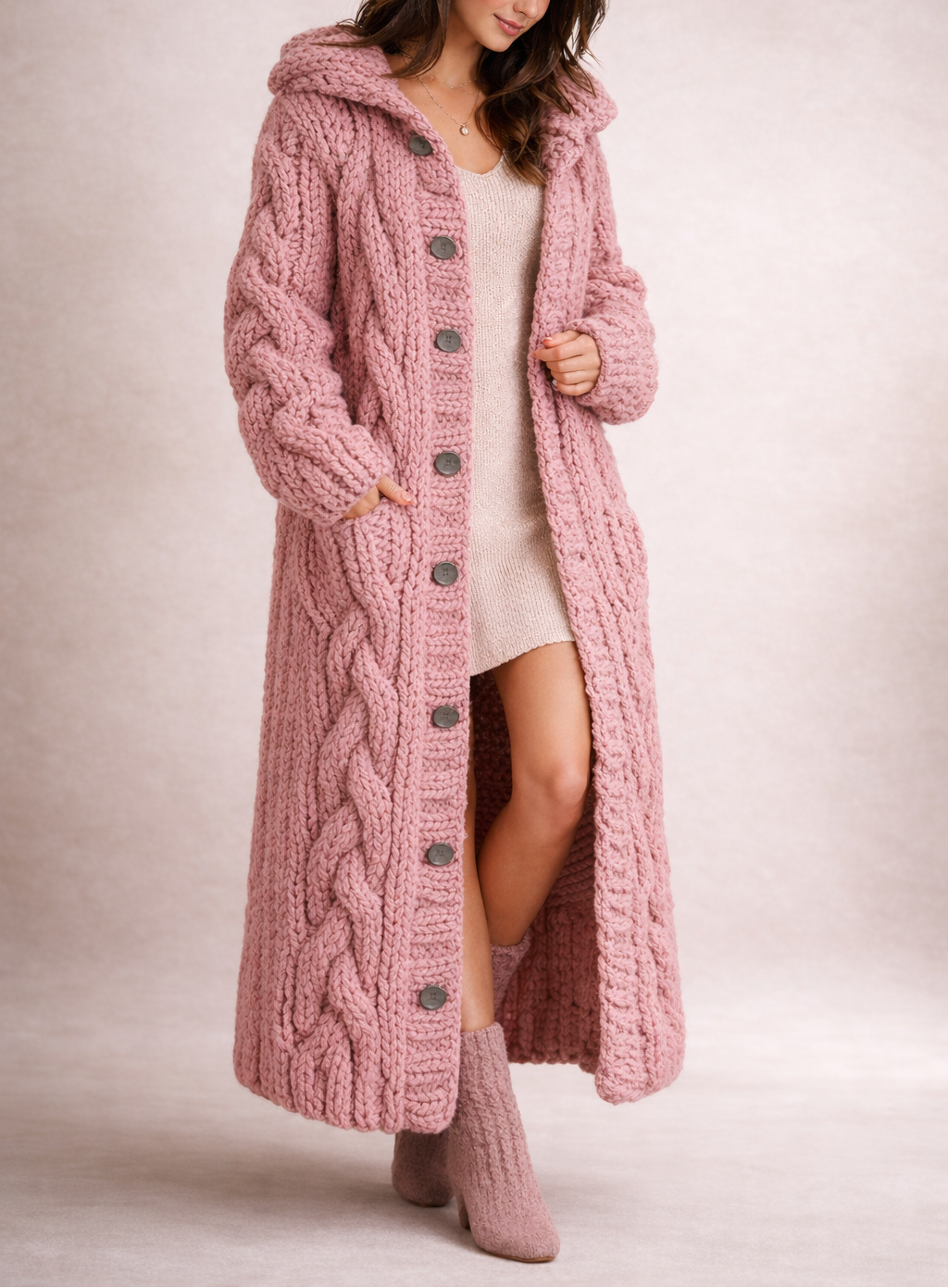 Elegante Cozy Coat mit Bauchbedeckung – Alltag, Freizeit