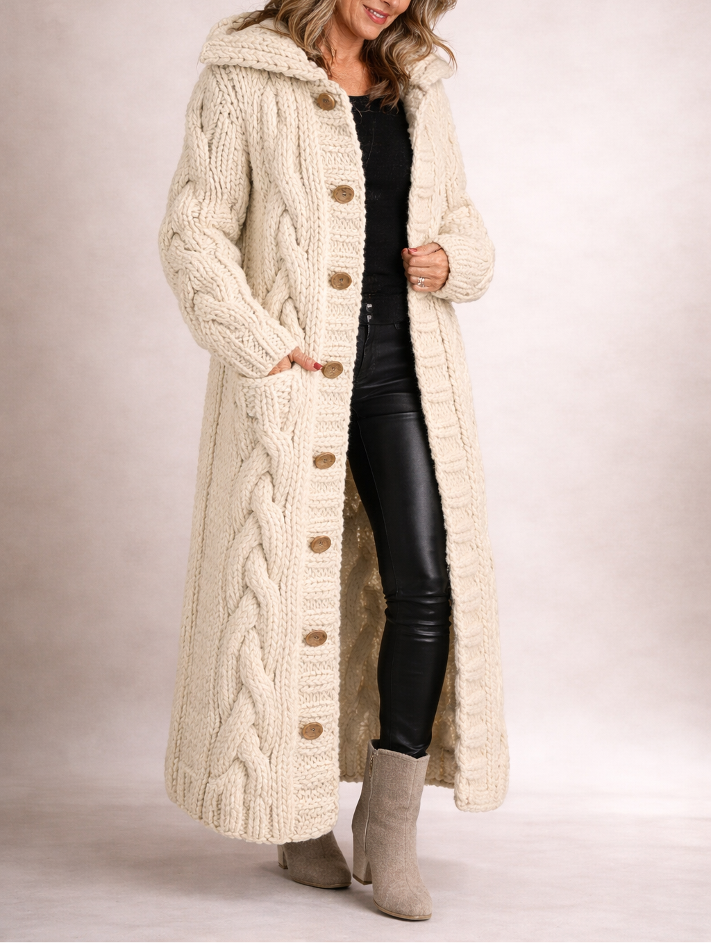 Elegante Cozy Coat mit Bauchbedeckung – Alltag, Freizeit