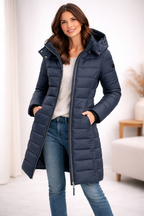 Hooded Down Jacket with Zipper – Casual Wear, Outdoor Activities